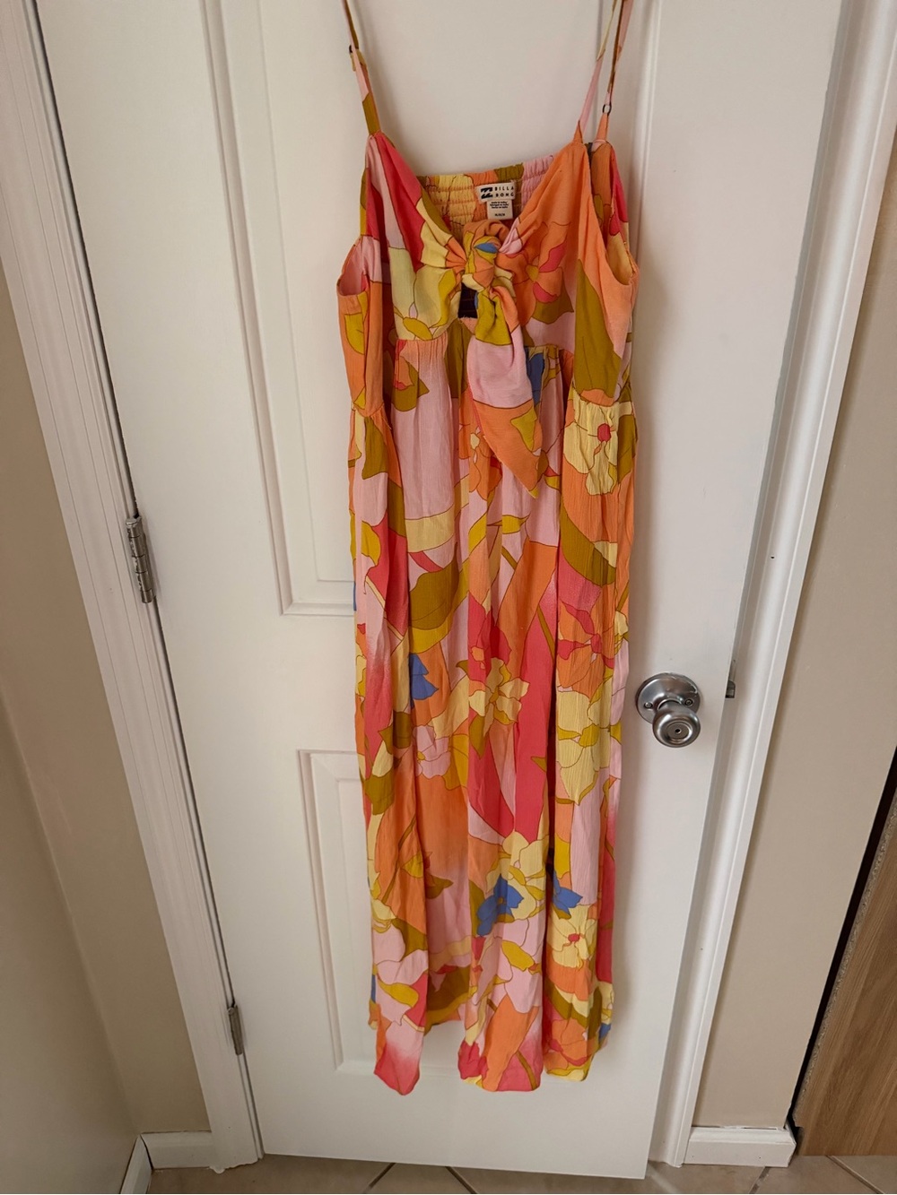 Billabong Coral & Yellow Floral Tie-Front Maxi Dress